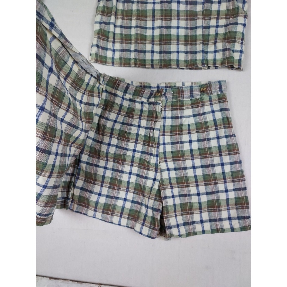 Vintage Kkomi Plaid Crop Top & Skort Set Women's Medium 90s 100% Cotton - Picture 8 of 16